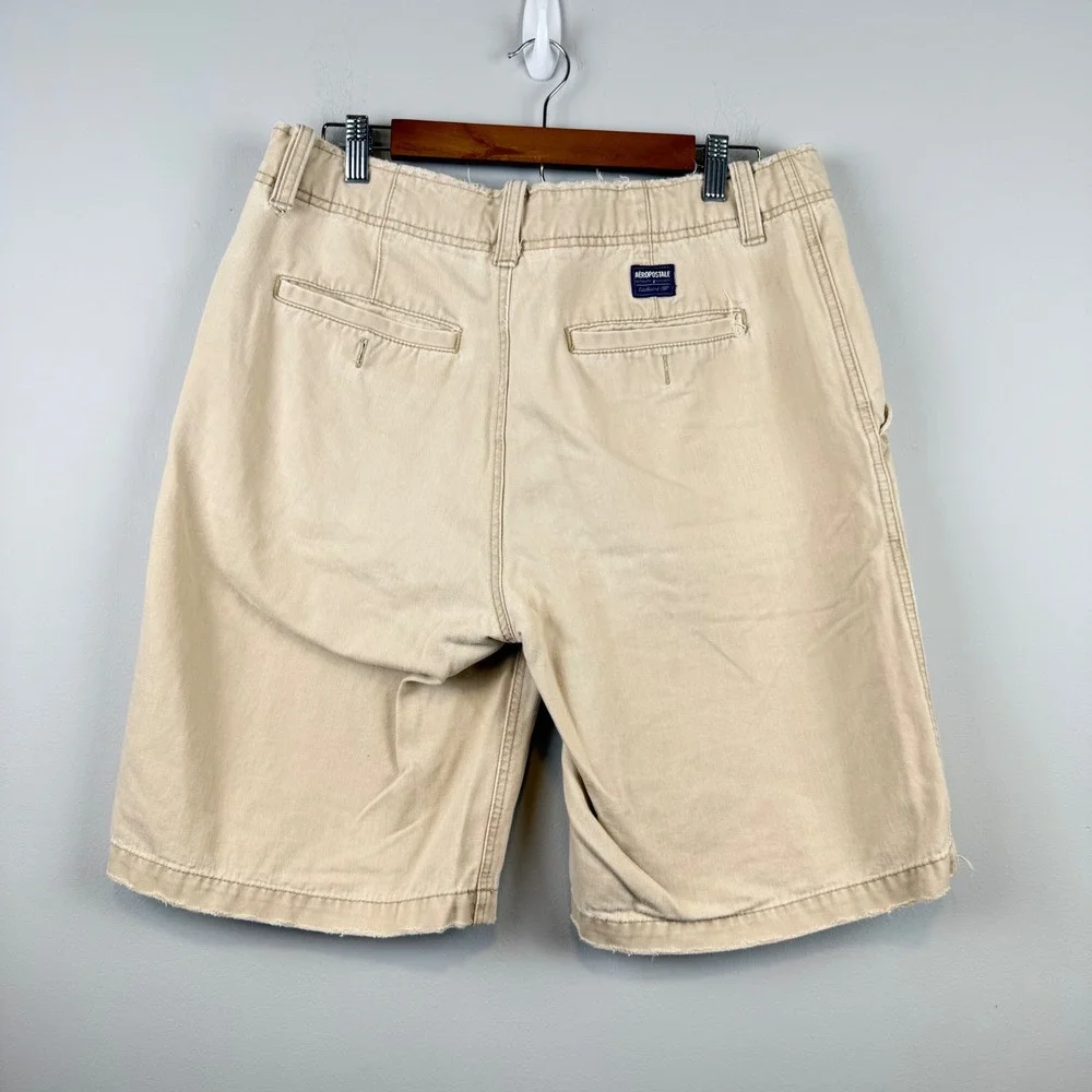 Vintage Y2K Mens Baggy Chino Shorts 34 Distressed Gorpcore Skater Grunge Utility